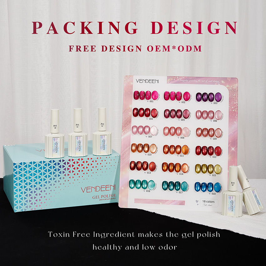 rainbow-colored cat's eye gel polish collection