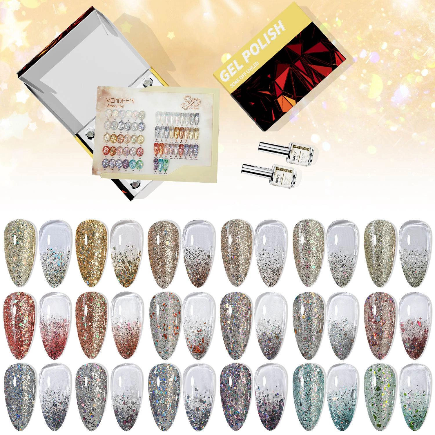 30color-reflective sparkly gel polish colors