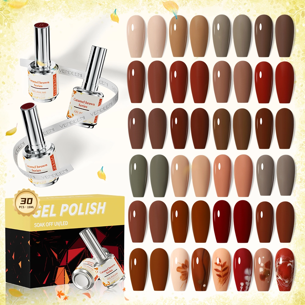 30color Caramel-brow natural gel nail polish