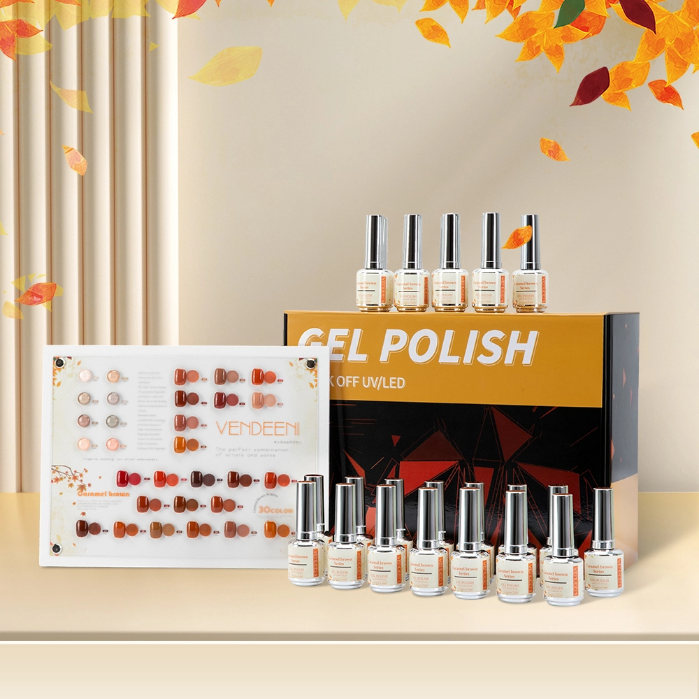 30color Caramel-brow custom gel nail polish set