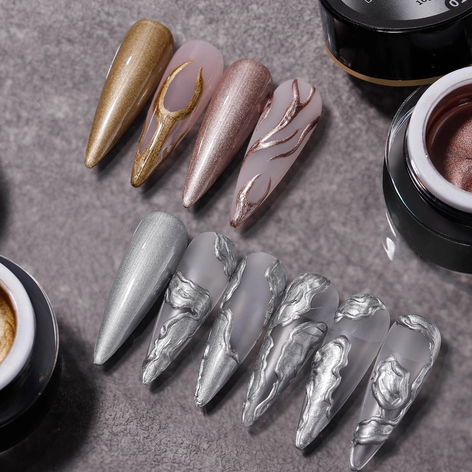 metallic-color-Wire-Drawing-Nail-Gel-detail metallic color Wire Drawing Nail Gel detail