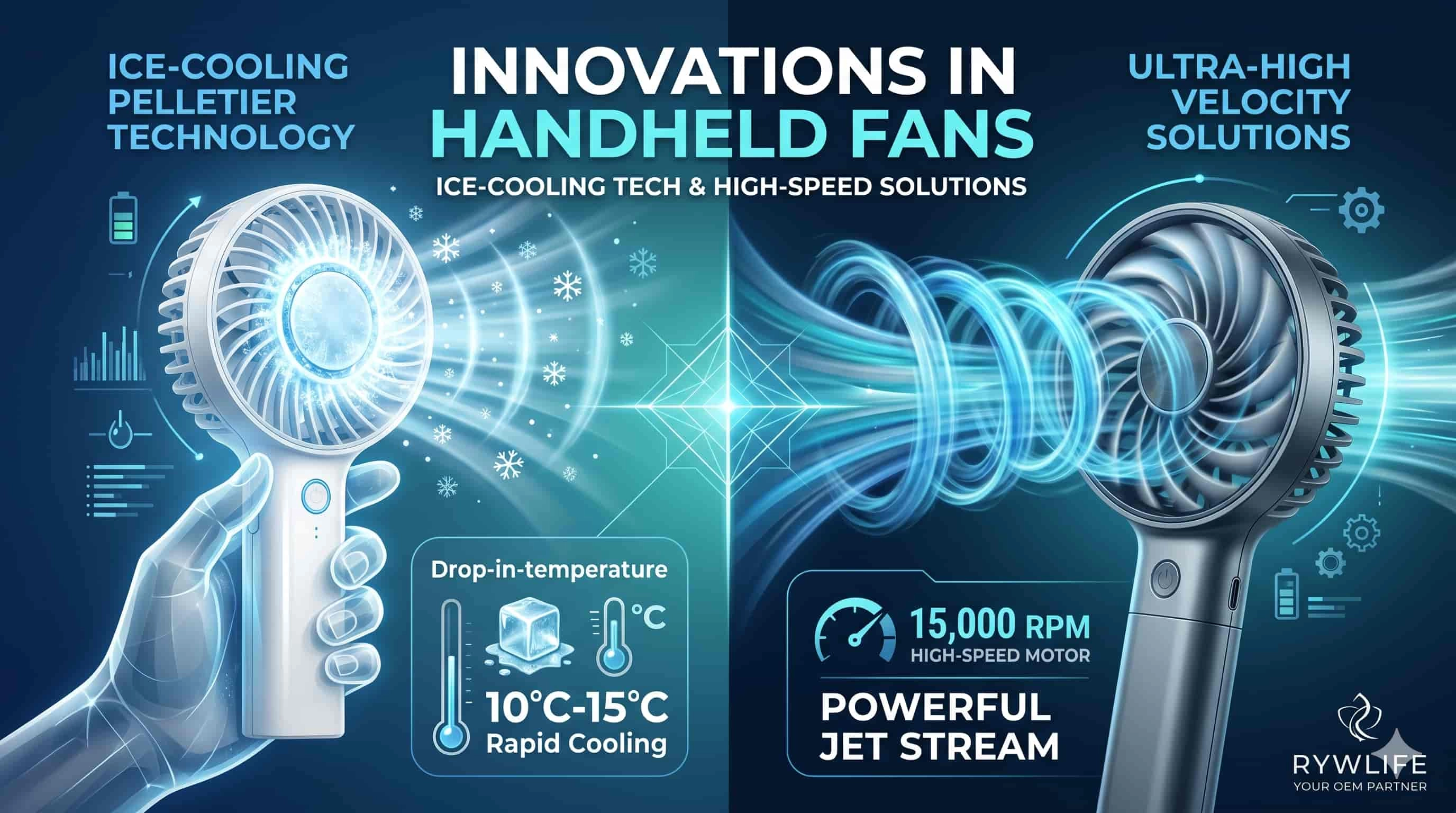 Innovations in handheld fans: ice-cooling tech and high-speed motor solutions. - RYW