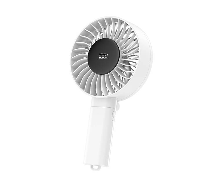White Large Handheld Foldable Fan Portable USB Rechargeable Personal Fan