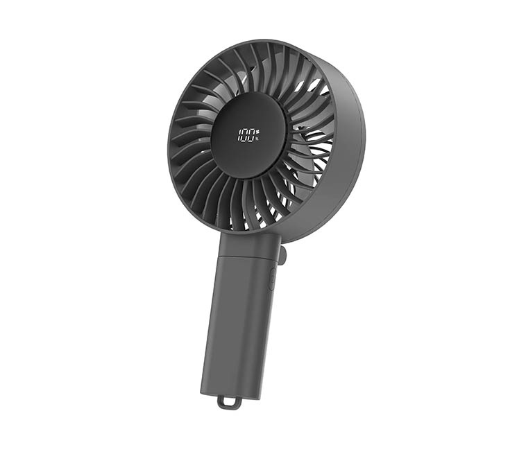 Black Large Handheld Foldable Fan Portable USB Rechargeable Personal Fan