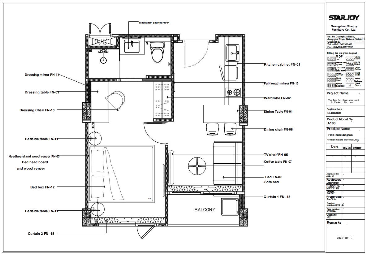 Drawing of The One Nai Harn apartment in Phuket, Thailand 1.