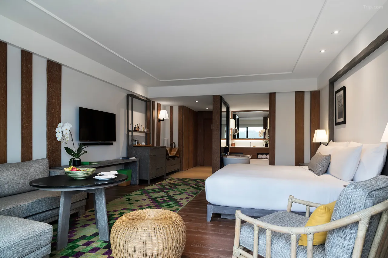 Hotel Suite with Bedroom and Bathroom.