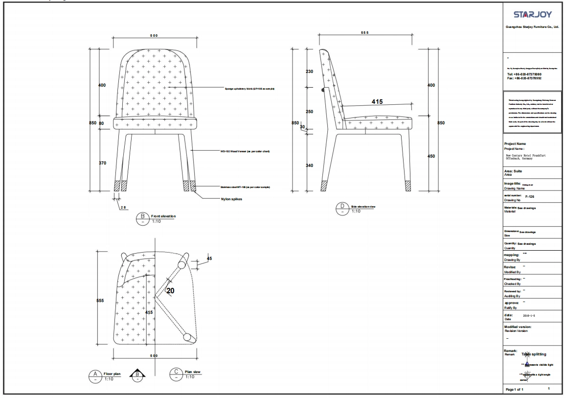 Technical drawing and specifications 6