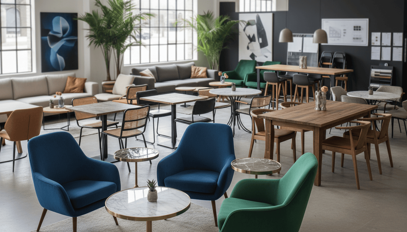 Bright and airy coworking space with a mix of lounge seating and tables.