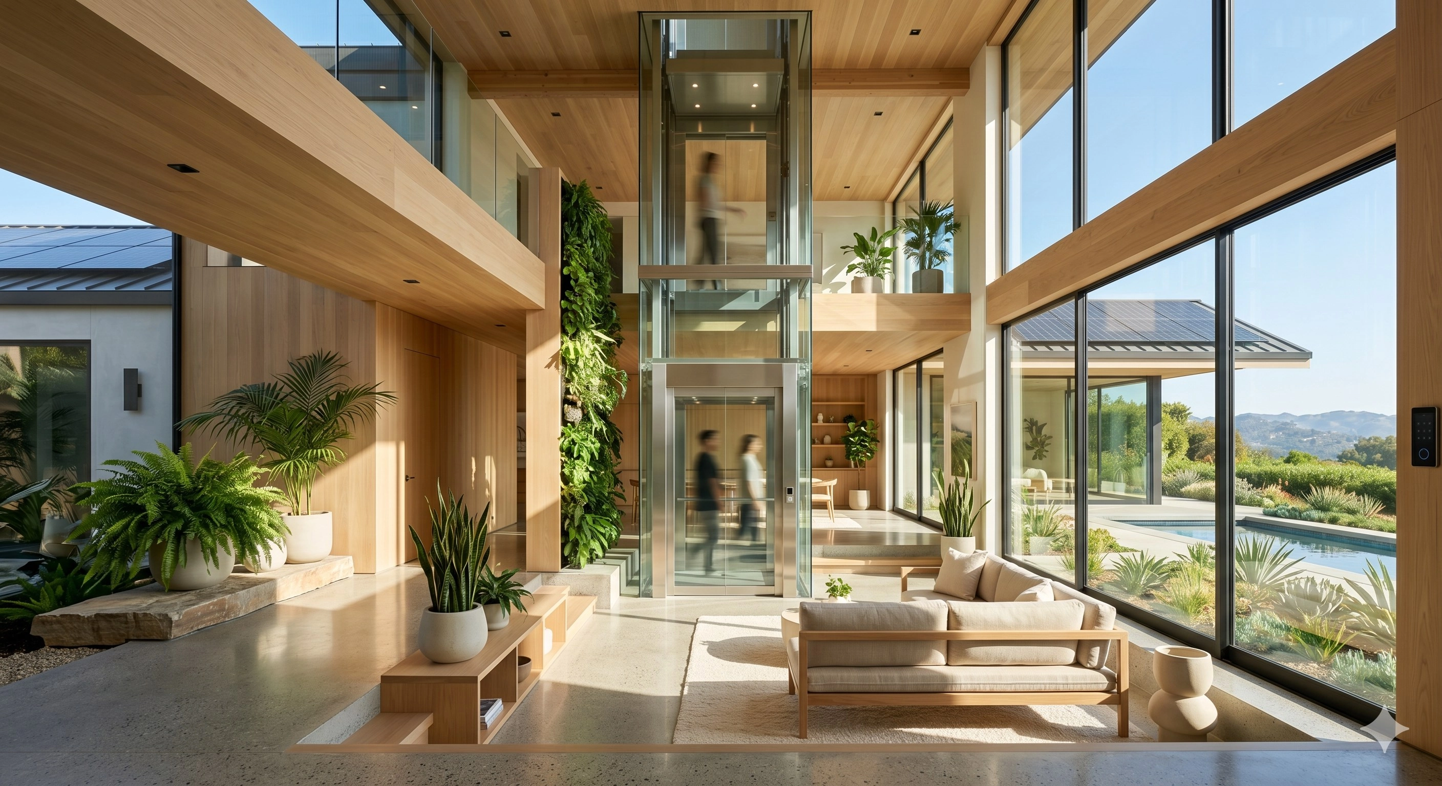 a modern, luxurious glass home elevator - SOLKER