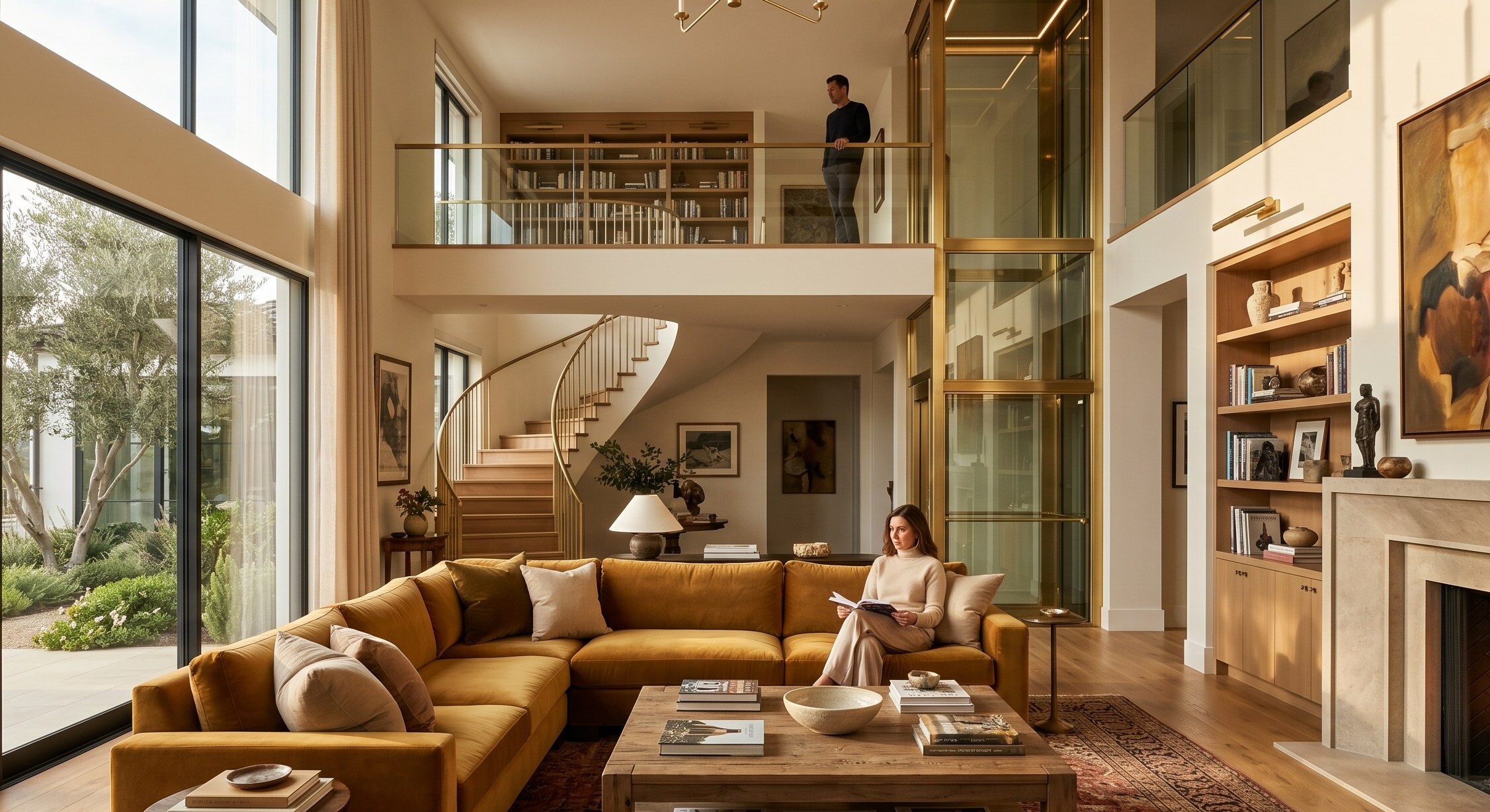 elegant multi-story luxury living room
