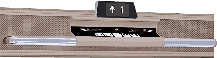 Floating display screen in Champagne Gold (chrome-plated aluminum handrails) - SOLKER