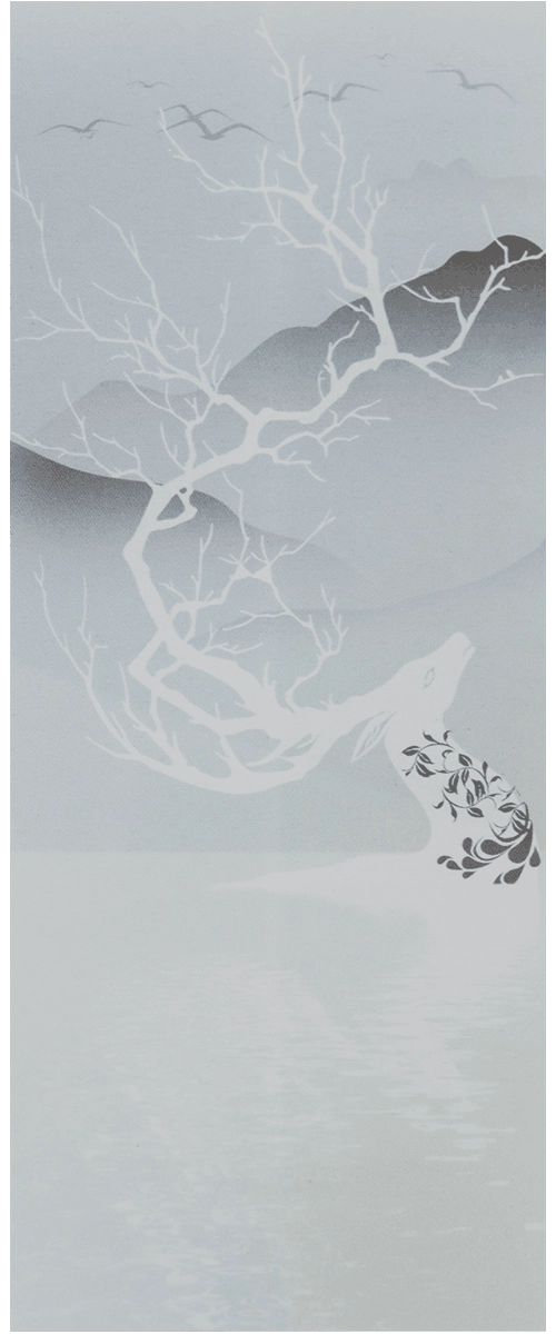 Golden Deer Gazing at the Moon Art Glass - SOLKER