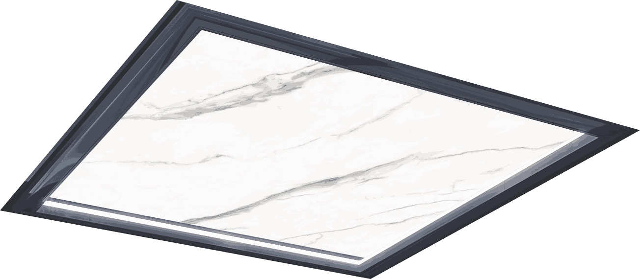 Hollow-shaped fish belly white composite granite slab, obsidian gray - SOLKER