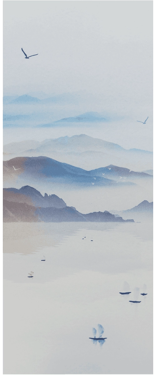 Rich Water and Golden Mountain Art Glass - SOLKER
