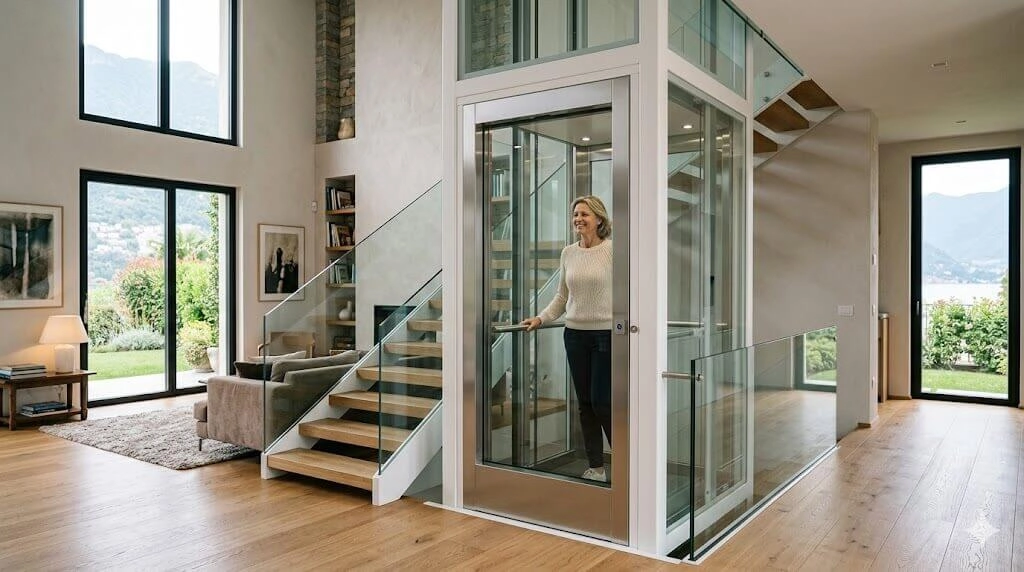 shaftless home elevator in villa - SOLKER