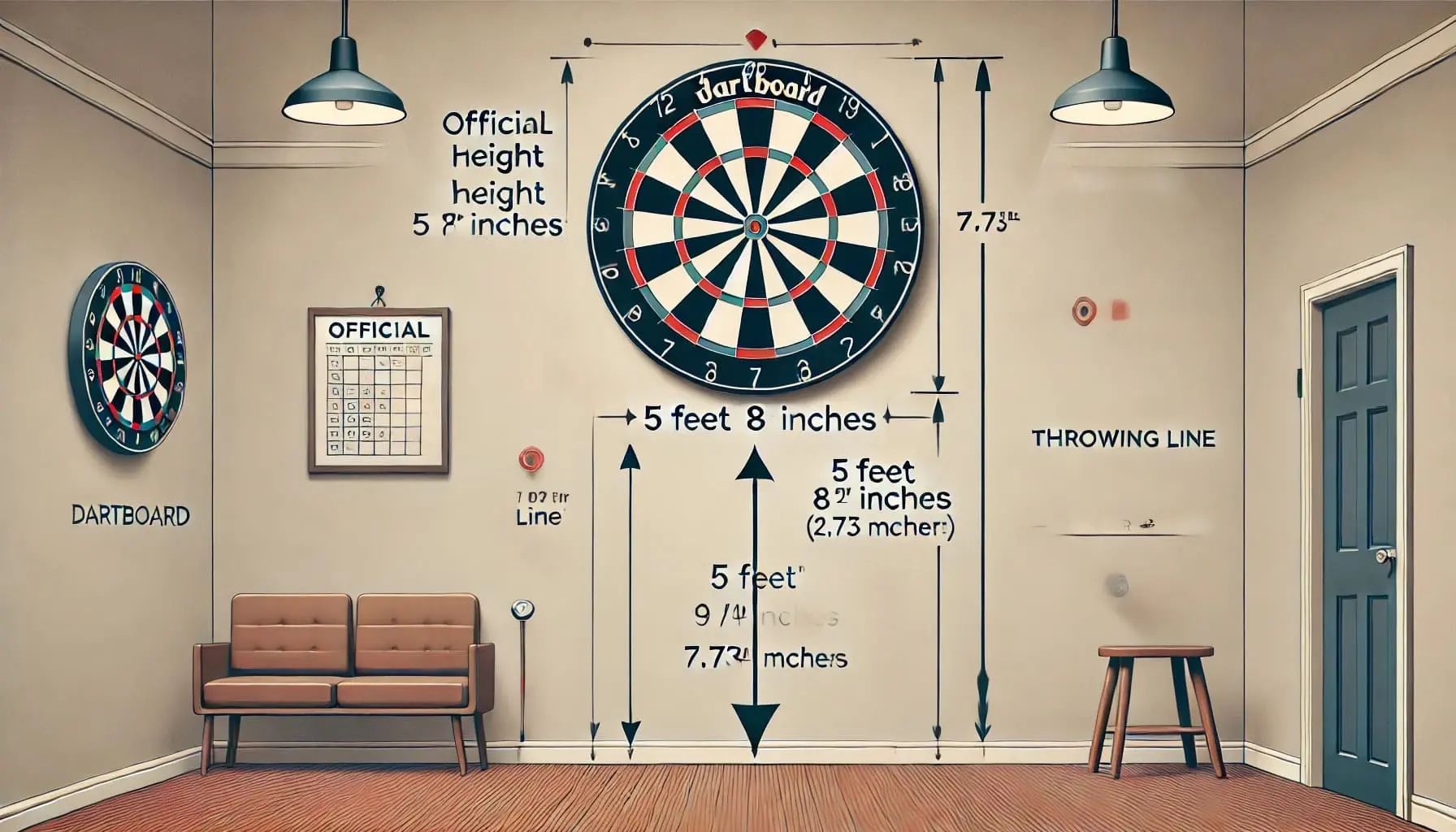 What-is-the-official-height-of-a-dart-board？