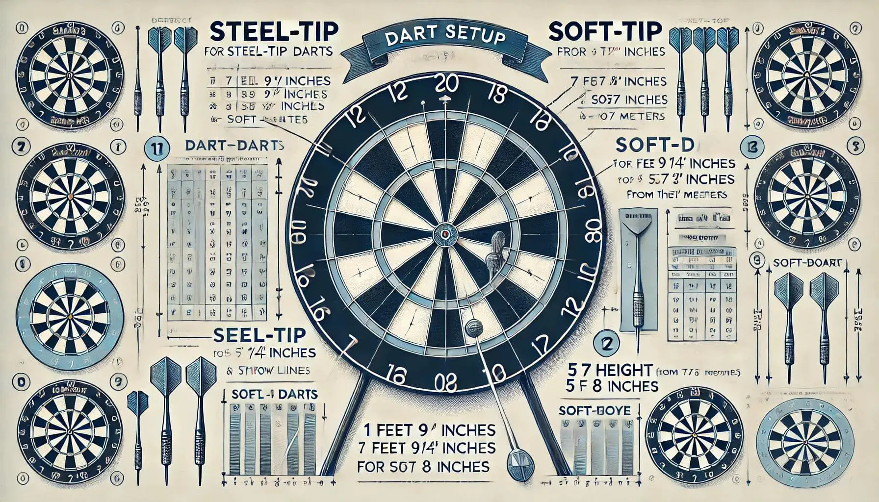 distance from dart board to throw line