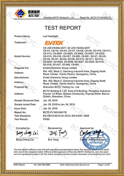 CE-Test-Report-C6-LED-Headlight - CARNEON