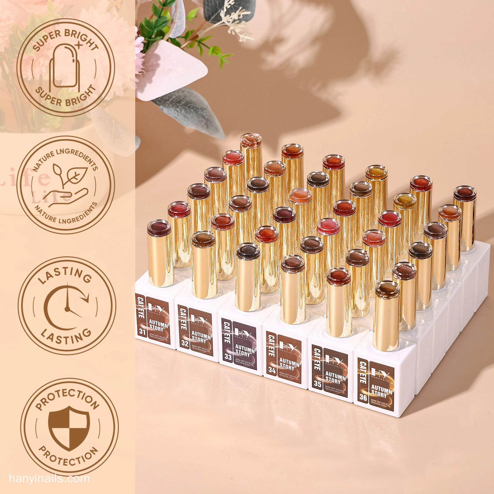 Best autumn colors cat eye gel - Hanyinails