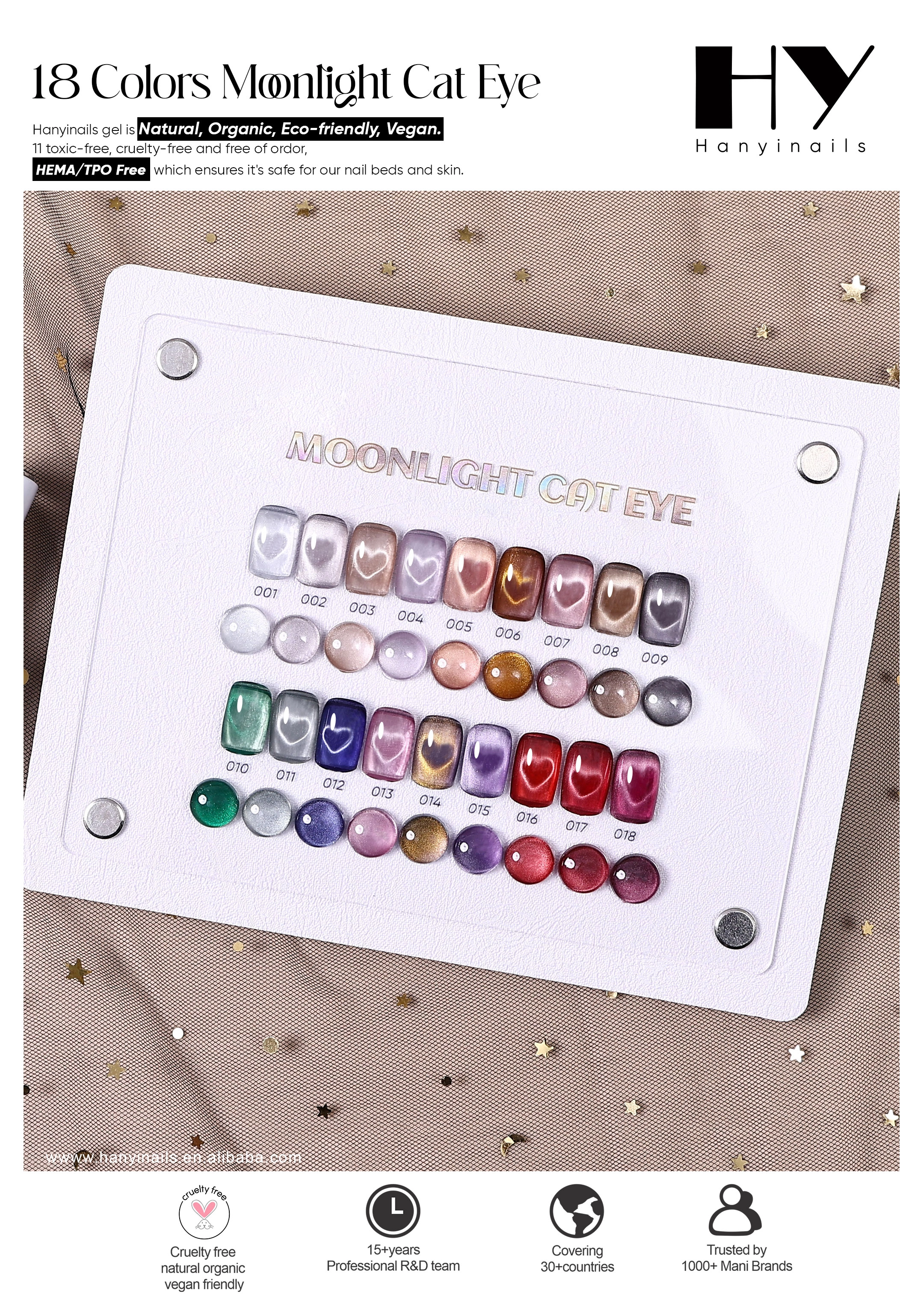 18Colors Moonlight Cat Eye Gel Polish - Hanyinails