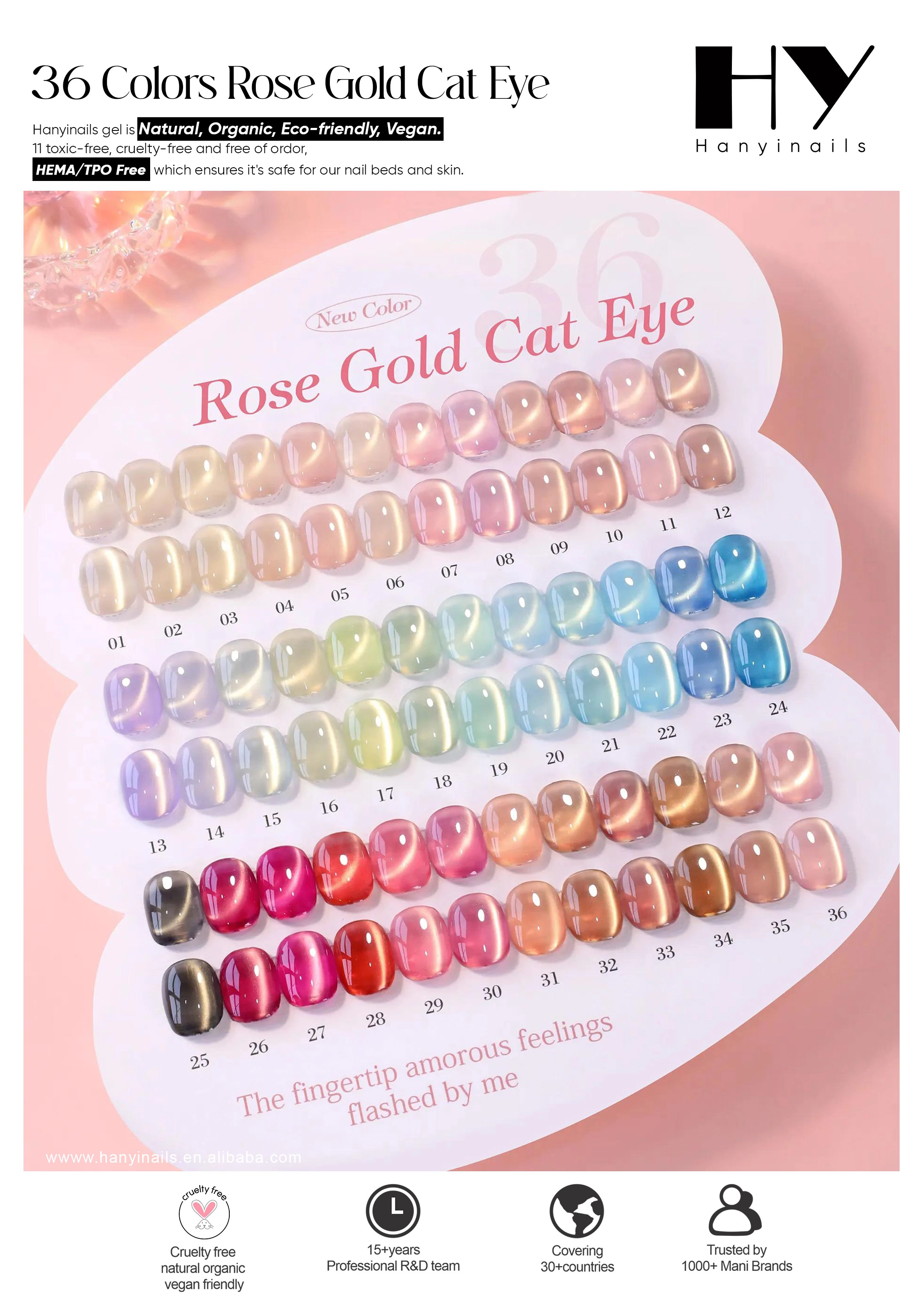 36Colors RoseGold CatEye Gel Polish - Hanyinails