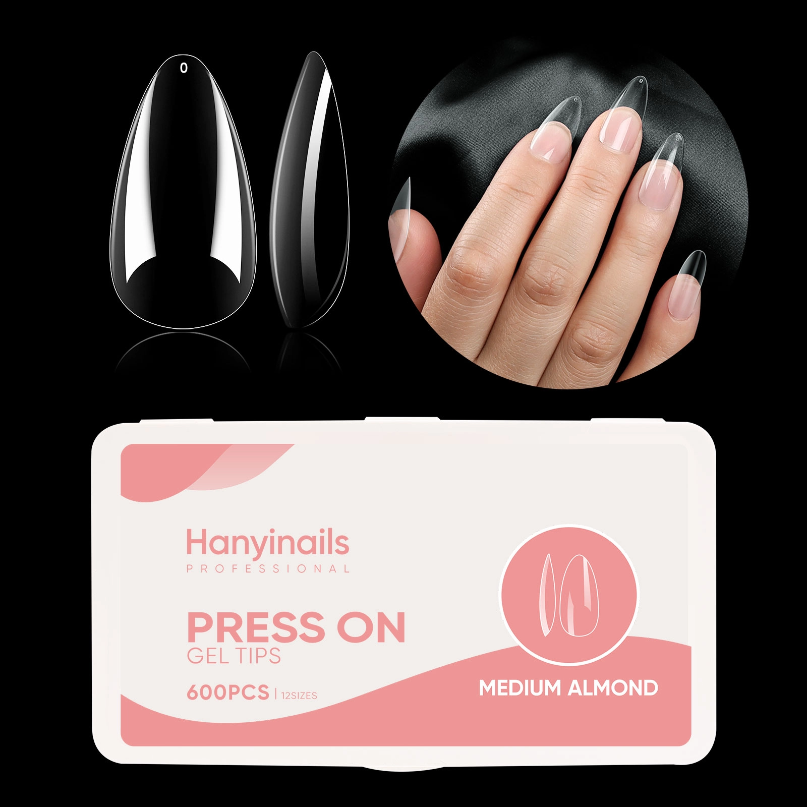 Набор для наращивания ногтей миндалевидной формы средней длины - Hanyinails