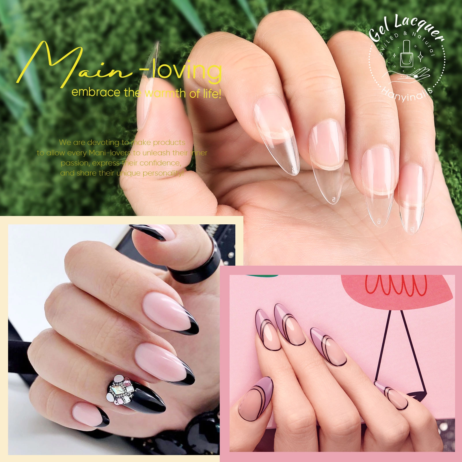 миндалевидные кончики ногтей - Hanyinails