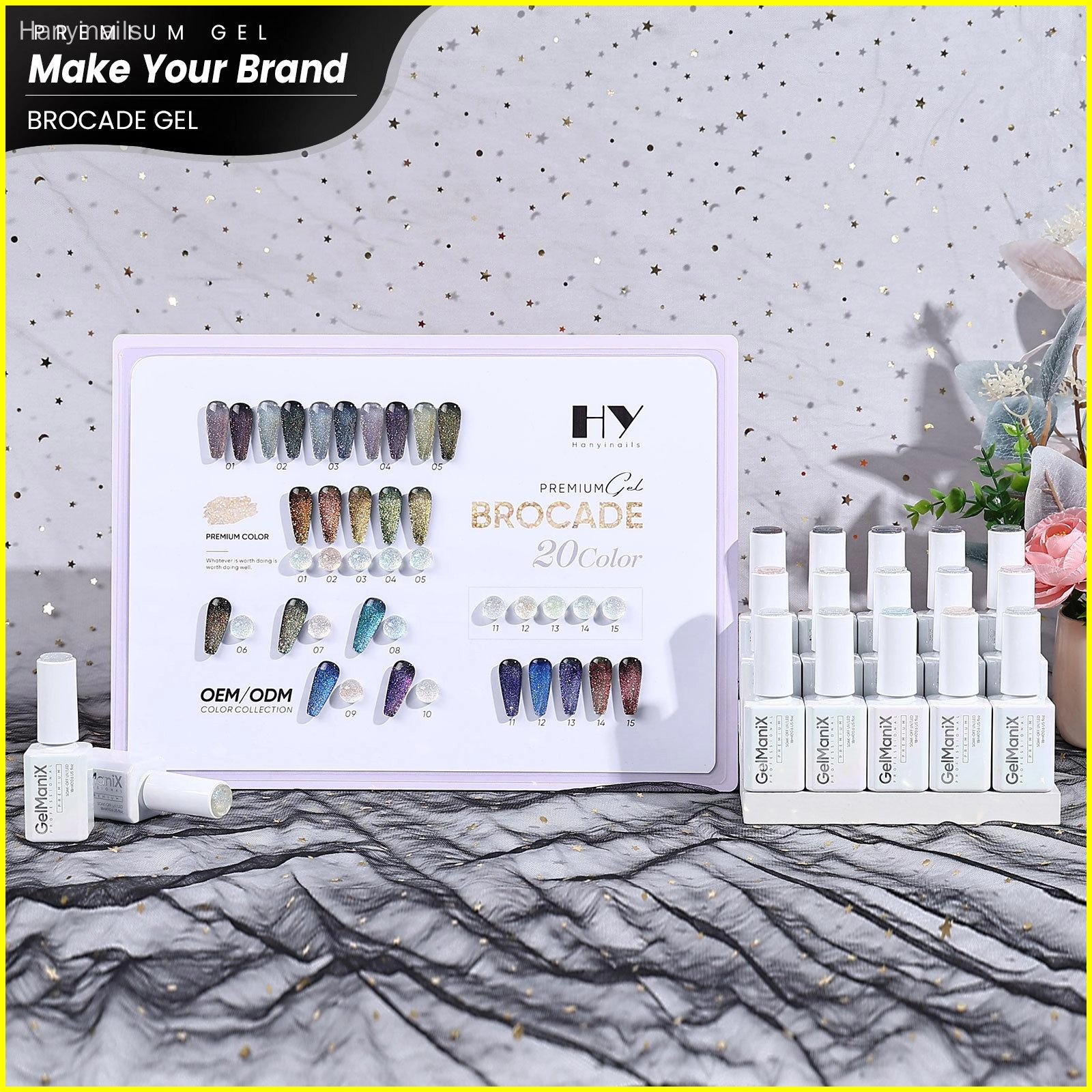 УФ-гель с блестками Brocade - Hanyinails