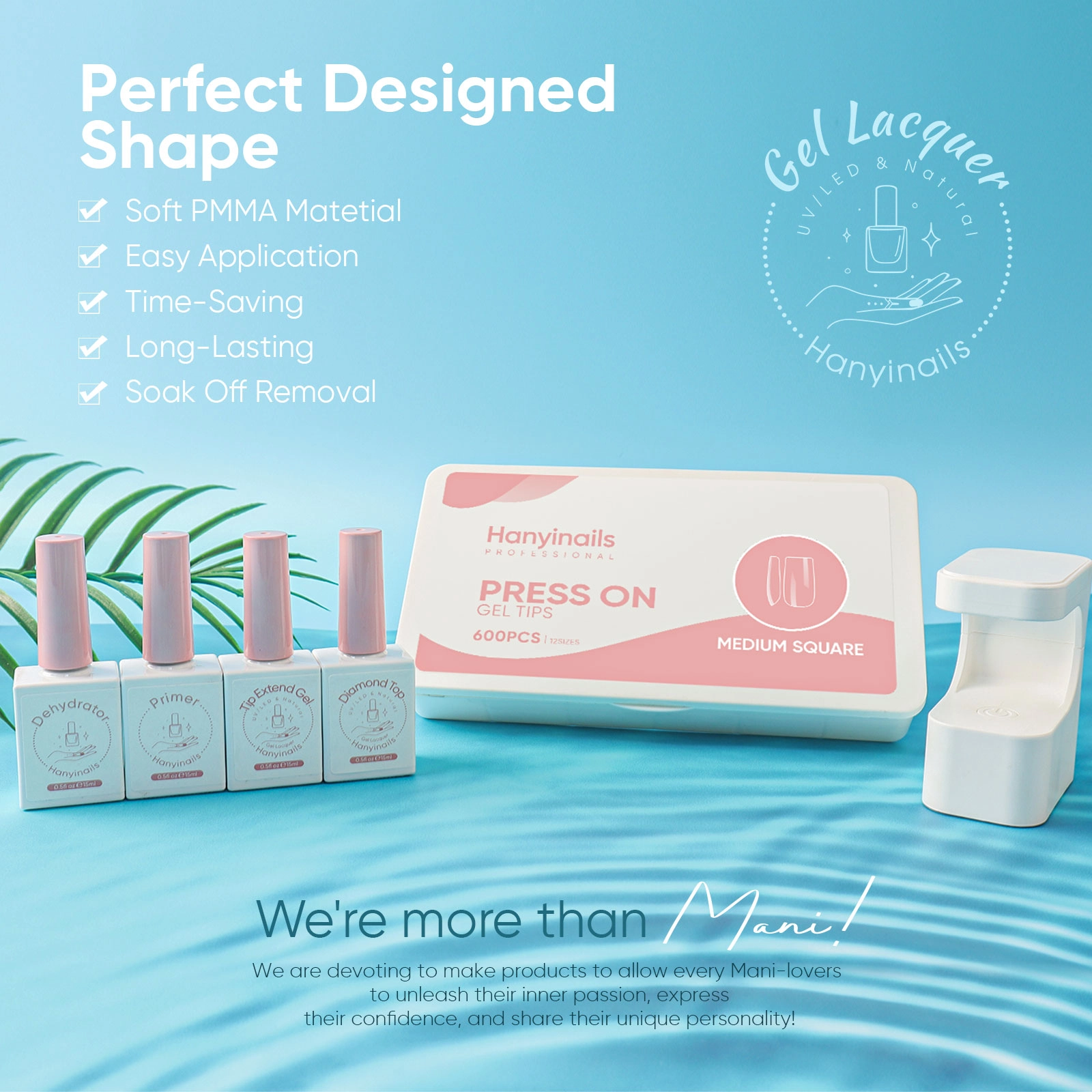 builder gel kit with square soft tips - Hanyinails