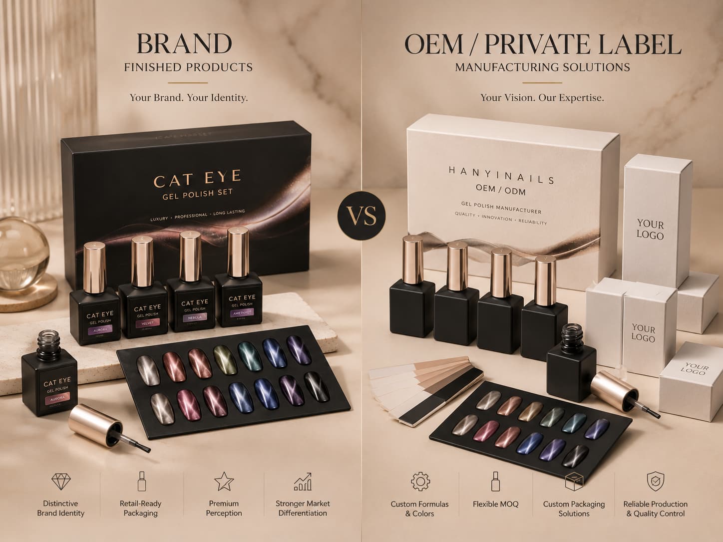 Cat eye gel polish brands versus OEM manufacturers