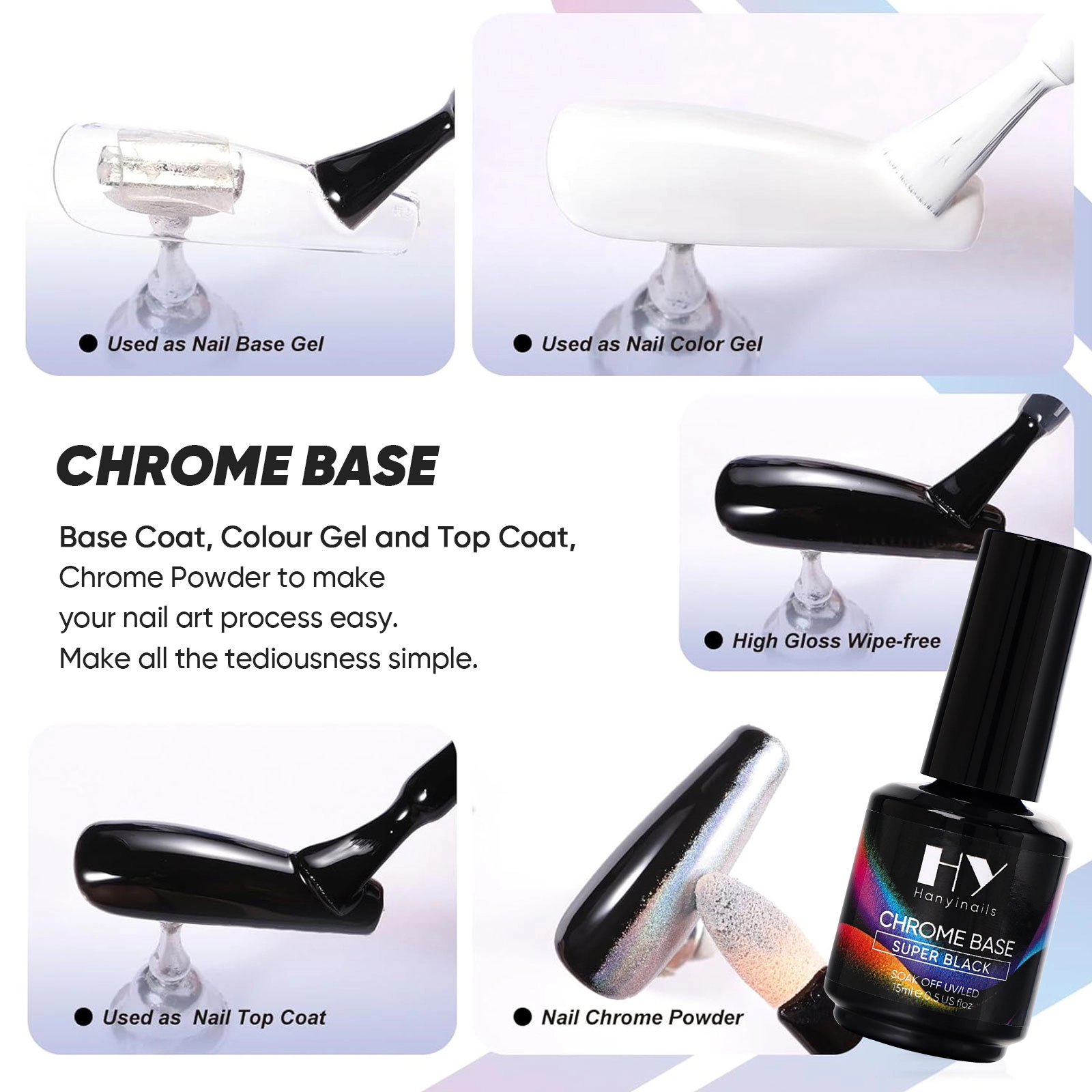Chrome adhesive gel - Hanyinails