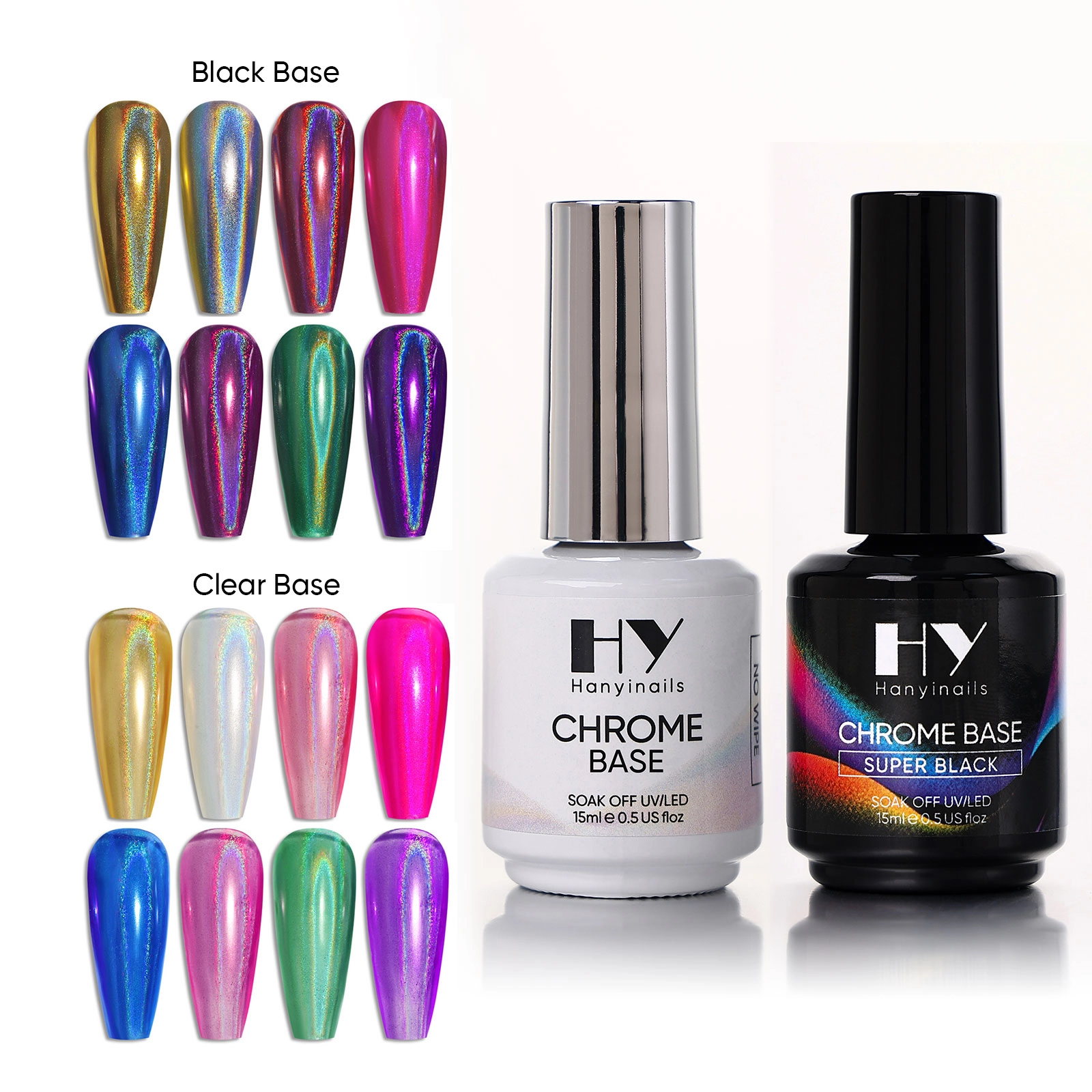 Chrome effect base coat - Hanyinails
