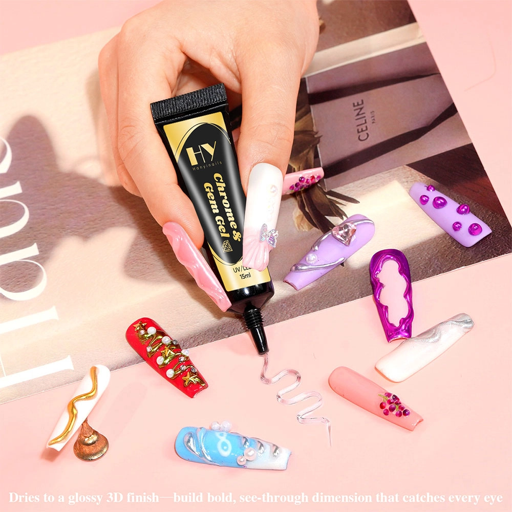 хром-гель-клей-для-гвоздей - Hanyinails хромированный клей-гель для нейл-арта - Hanyinails