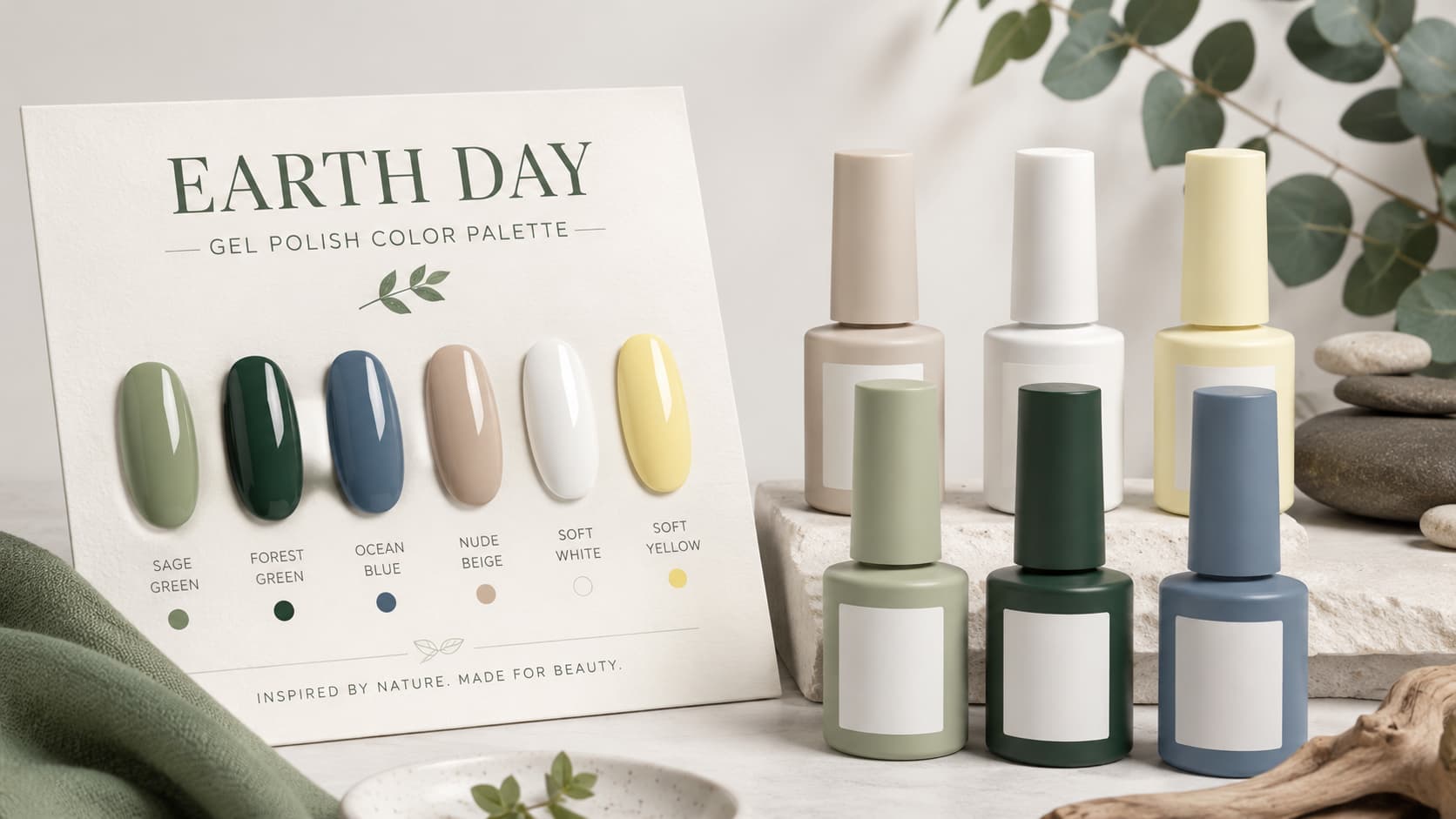 Earth Day gel polish color palette for salons and nail brands