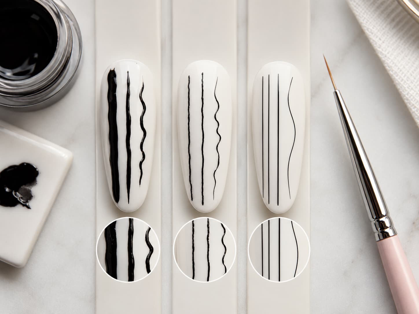 Fine line nail art mistakes and fixes with liner gel