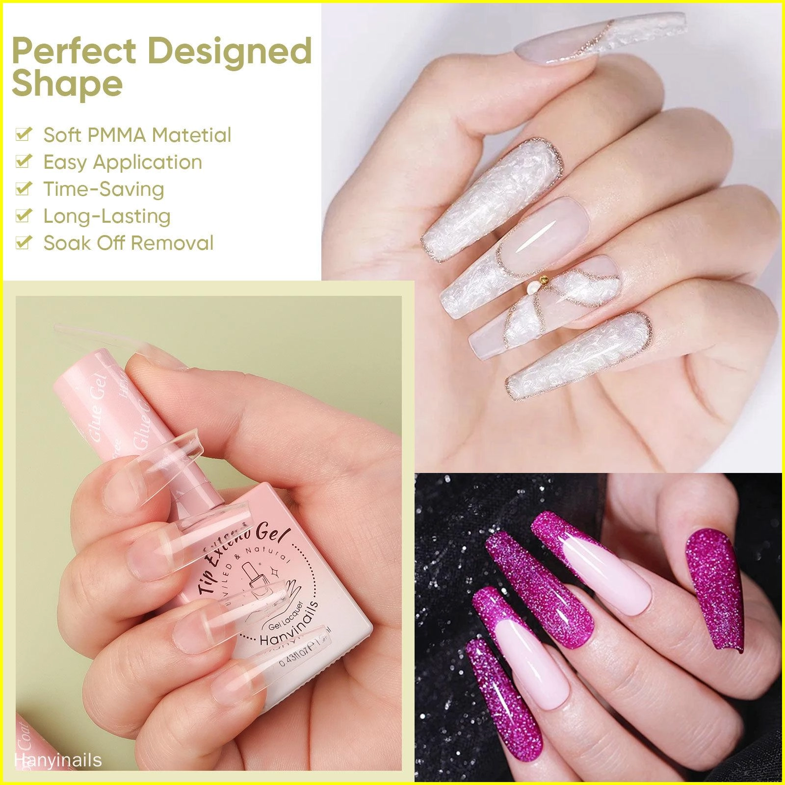 полуматовые типсы для накладных ногтей - Hanyinails полуматовые типсы для накладных ногтей - Hanyinails