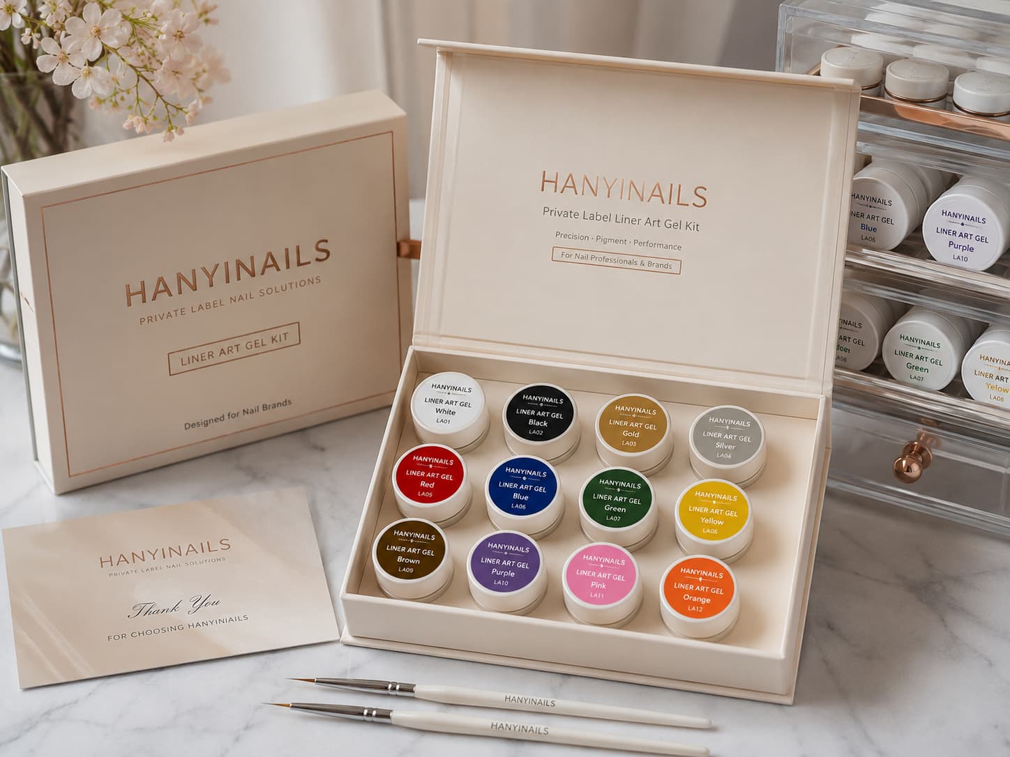 Hanyinails private label liner art gel kit for nail brands
