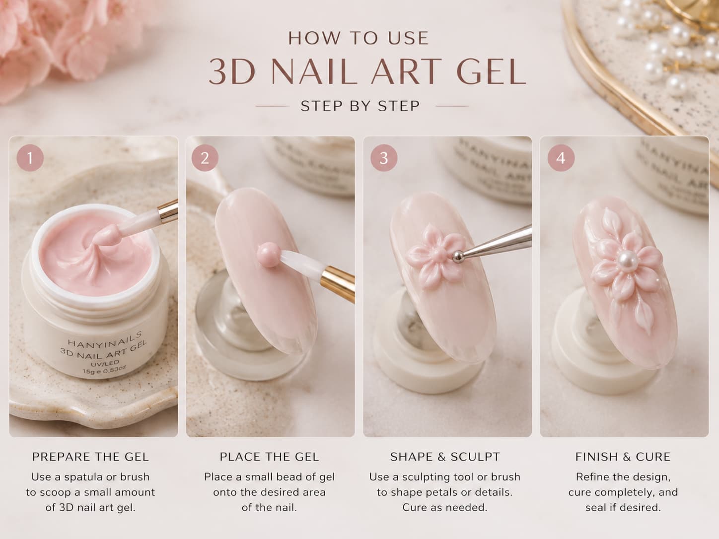 How to use 3D nail art gel step by step