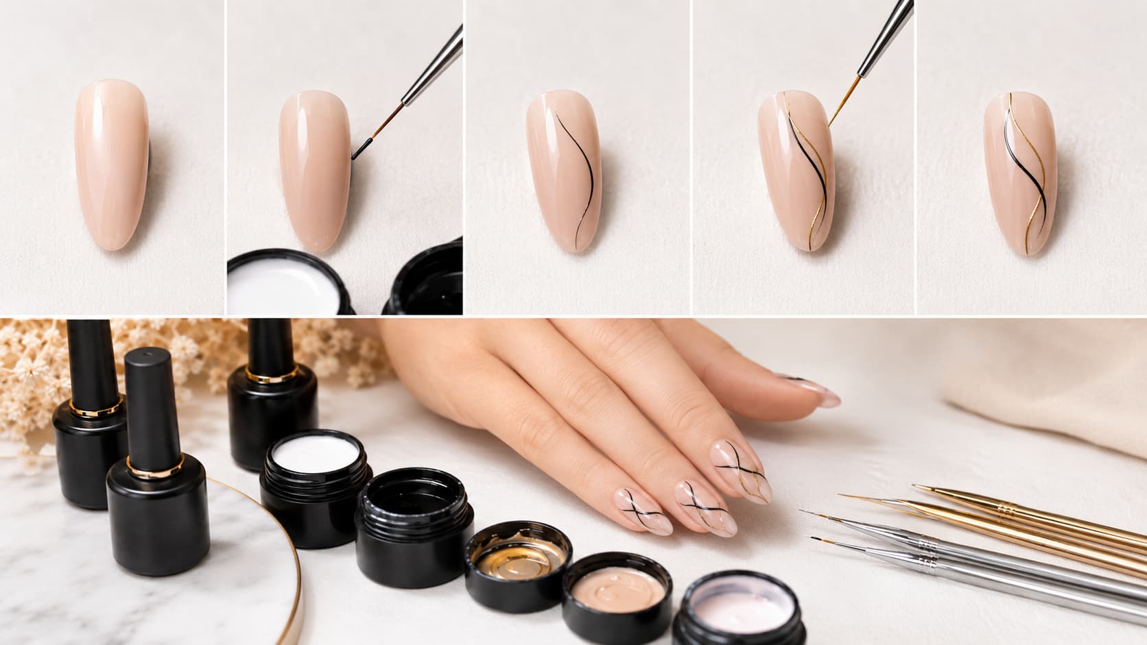 How to use liner art nail gel for fine lines