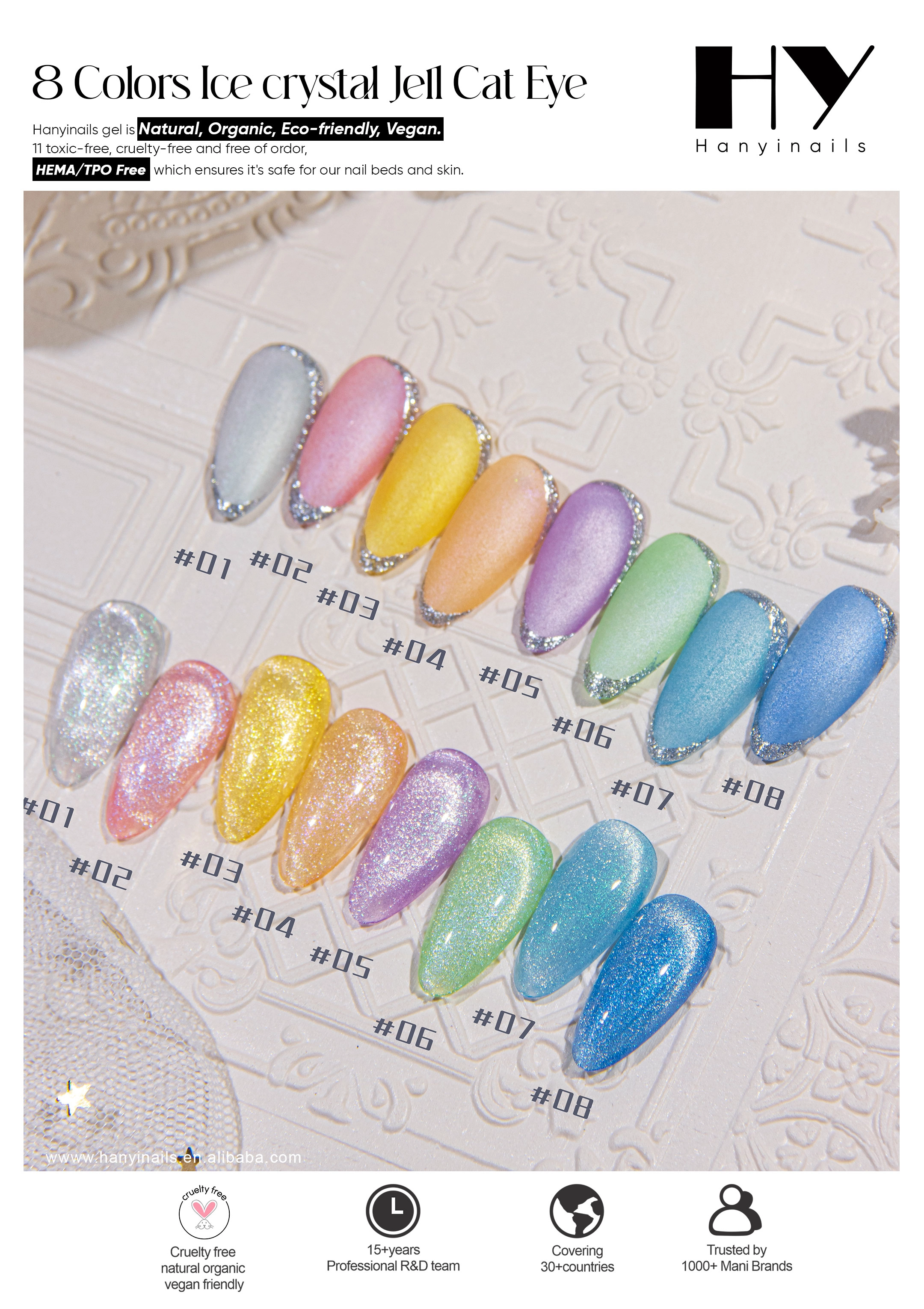 Ice crystal Jell Cat Eye Gel Polish - Hanyinails