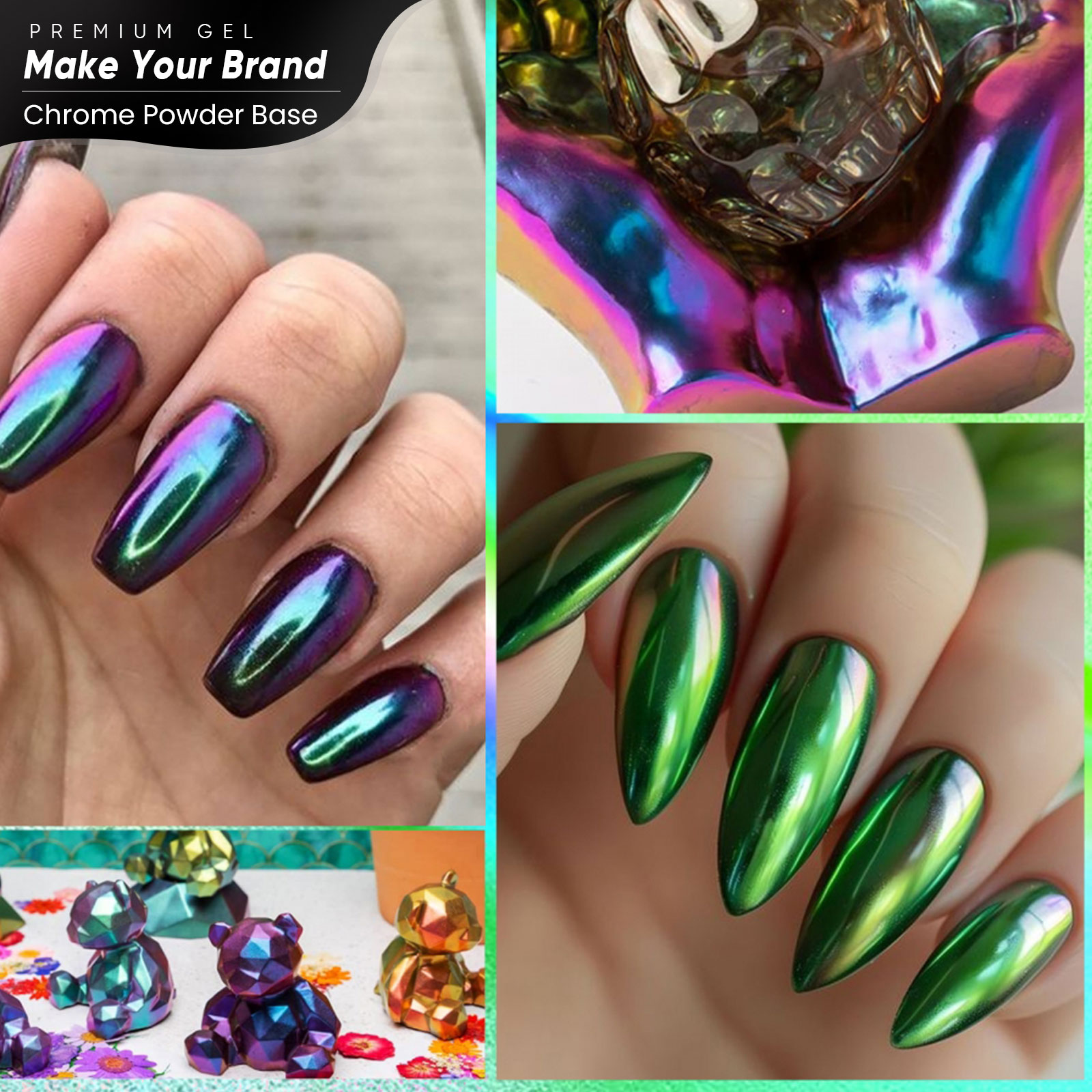 Metallic nail powder