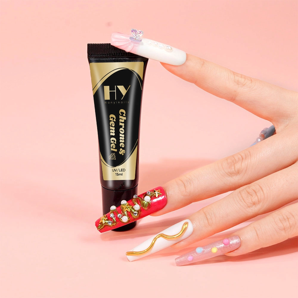 nail-art-glue-gel-for-chrome-effect - Hanyinails клей-гель для нейл-арта с эффектом хрома - Hanyinails