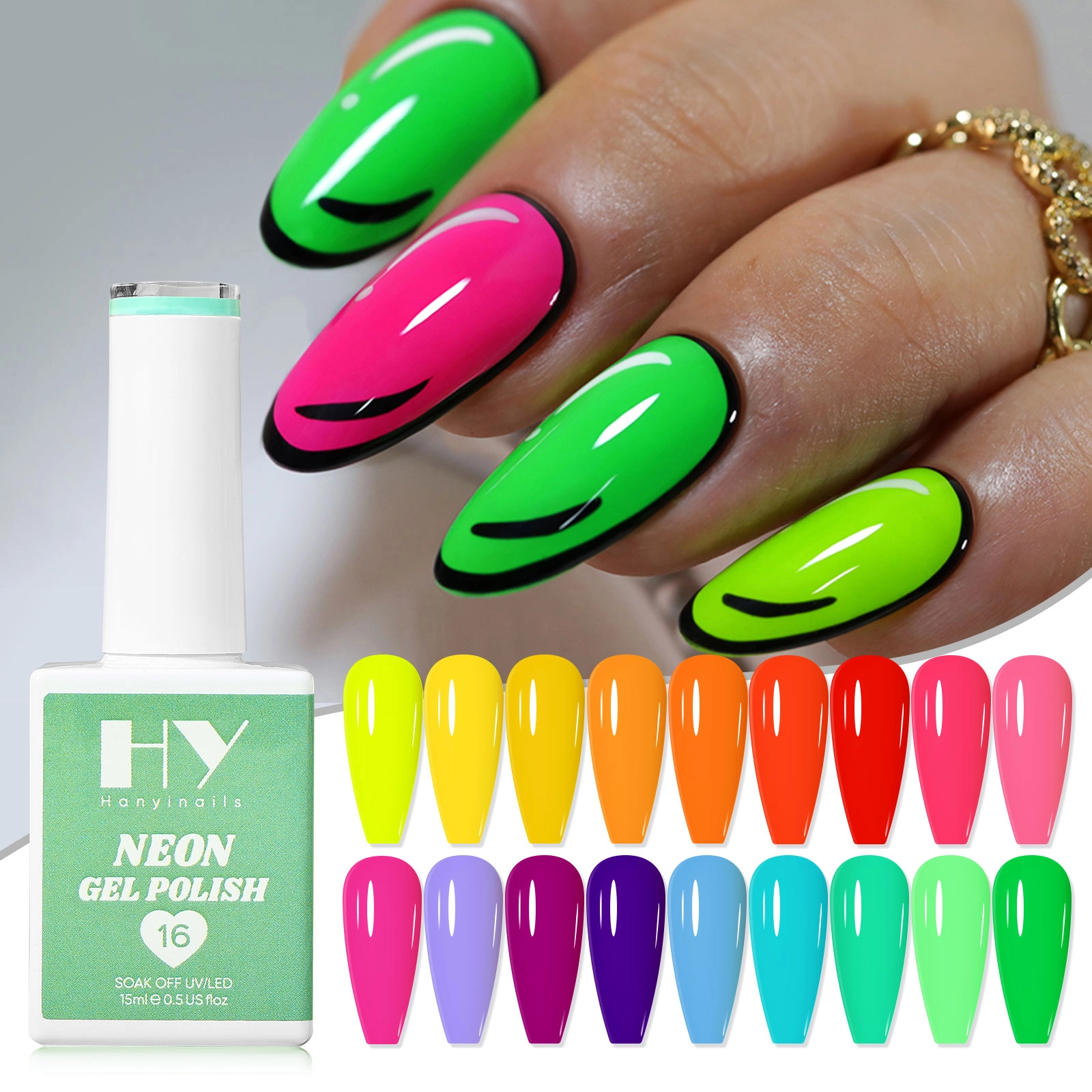 Neon glitter nails - Hanyinails