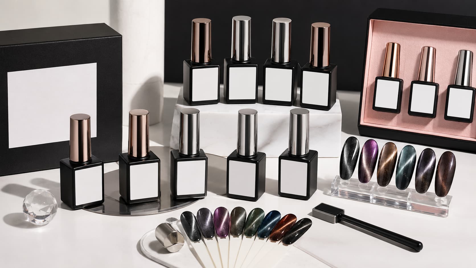 Private label cat eye gel polish collection for nail brands and salons