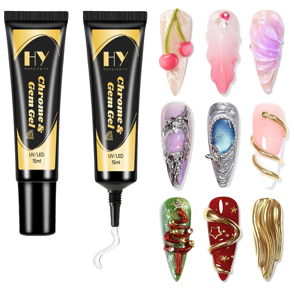 rhinestone gem gel no wipe - Hanyinails
