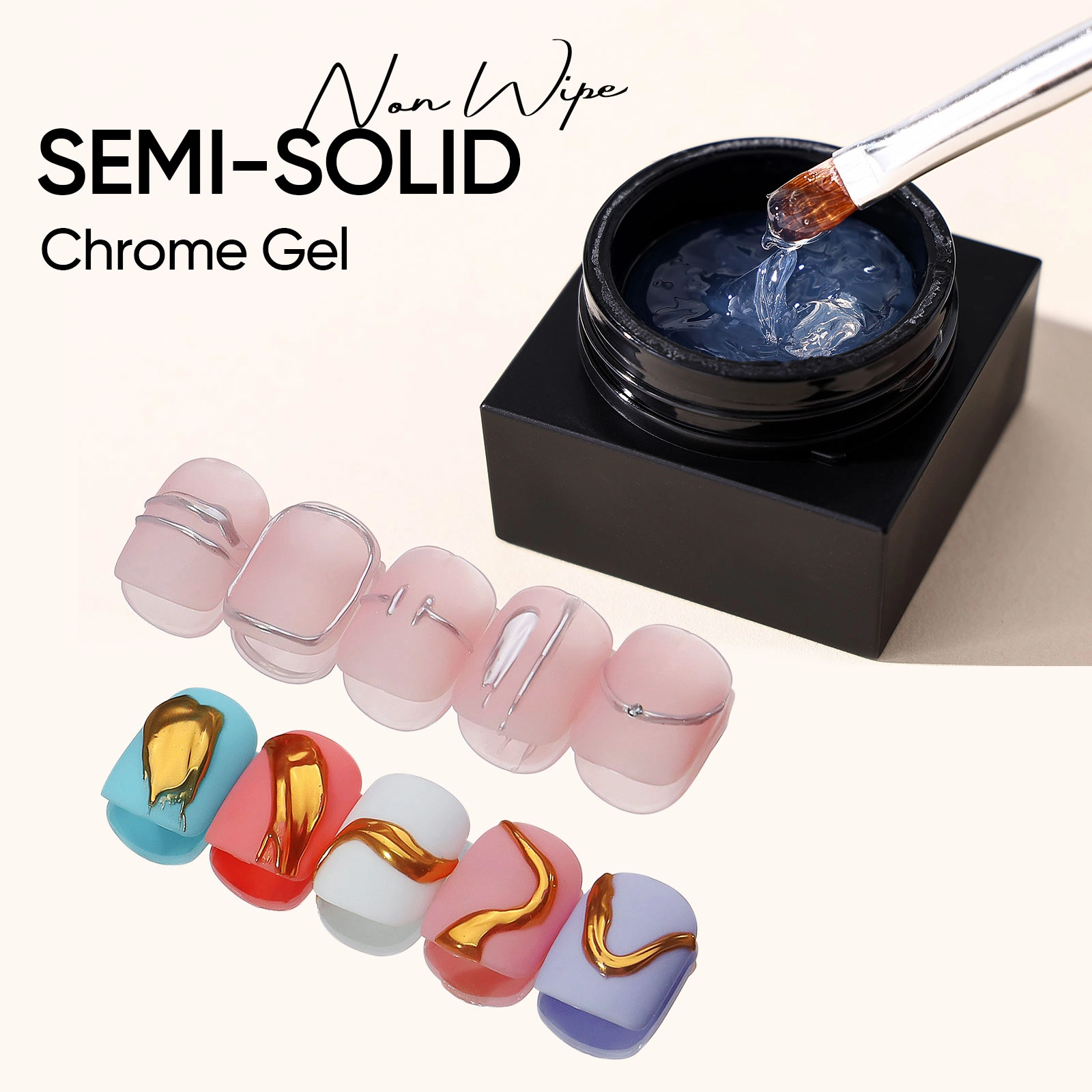 semi solid chrome gel - Hanyinails
