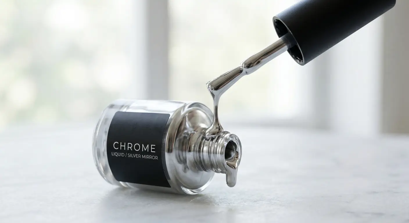 silver liquid chrome nail polish - Hanyinails