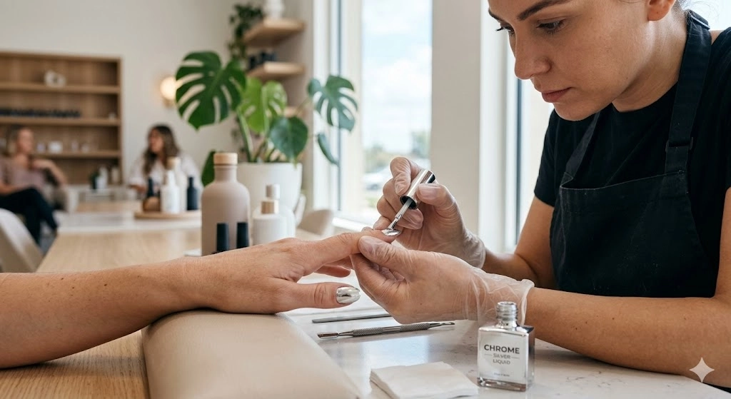 silver liquid chrome polish - Hanyinails