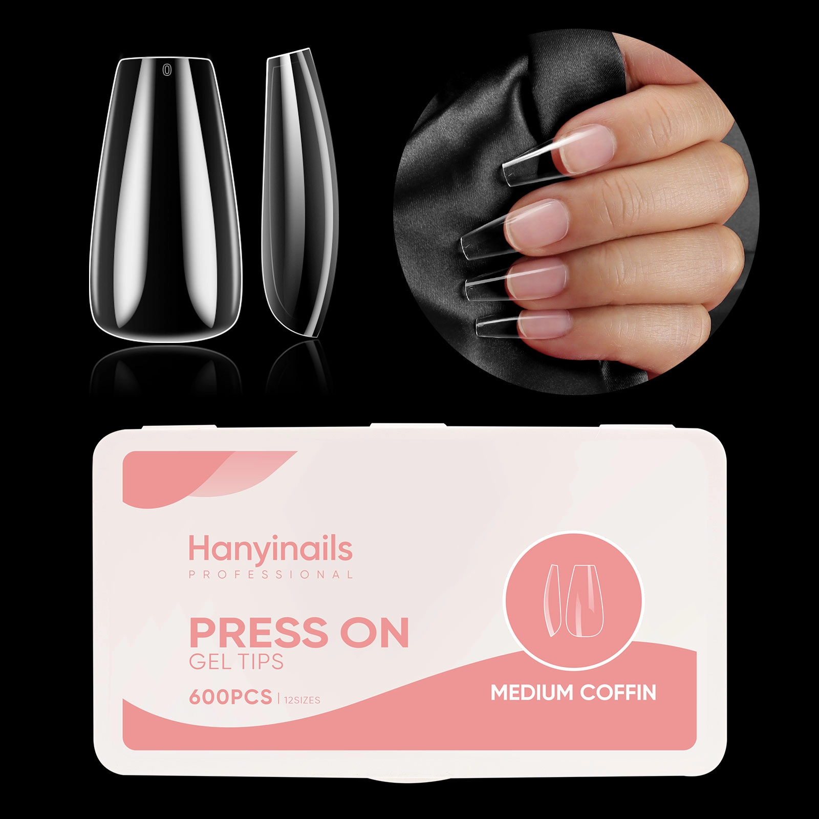 soft gel nail tips kit medium coffin - Hanyinails
