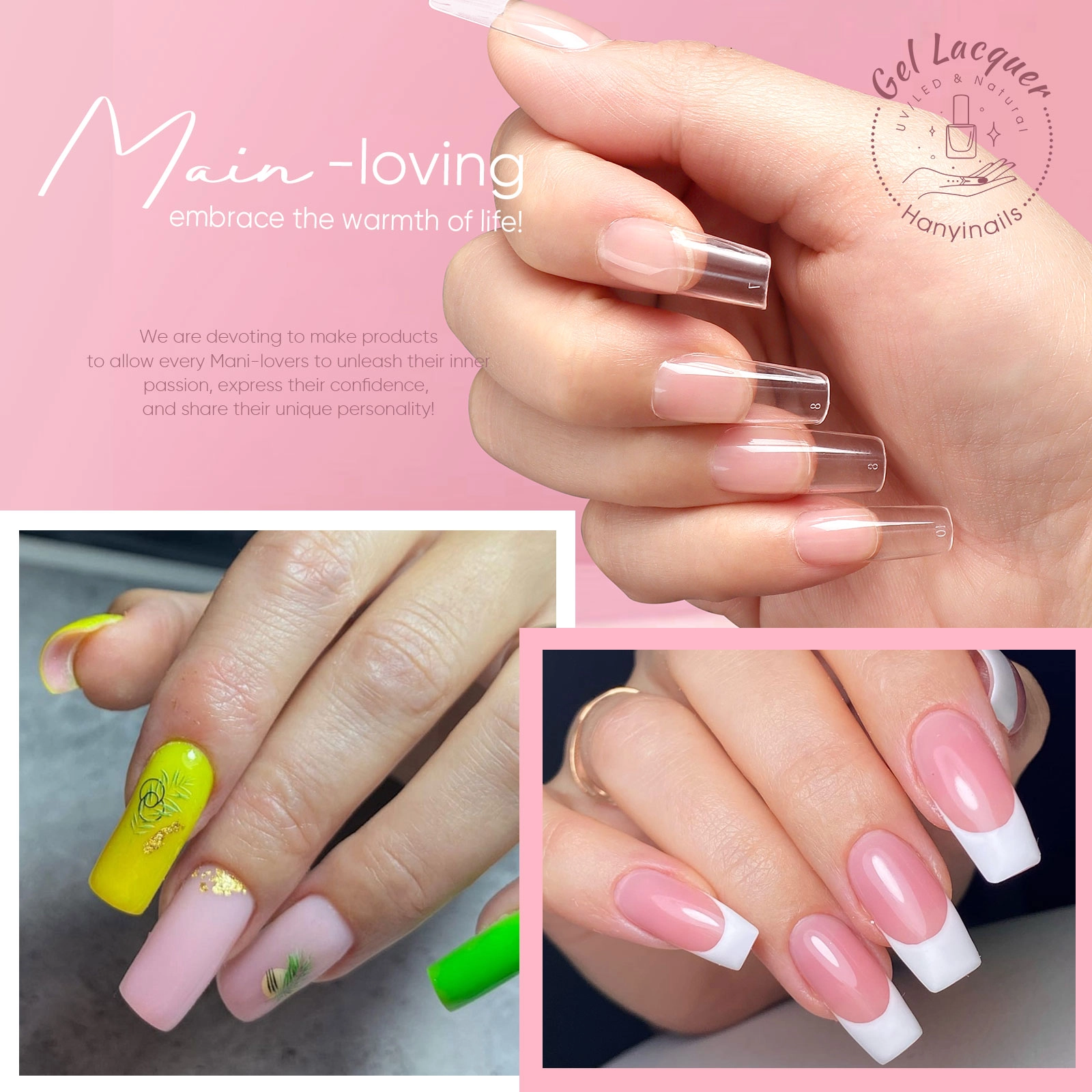 Набор для наращивания квадратных ногтей для начинающих - Hanyinails Набор для наращивания квадратных ногтей для начинающих - Hanyinails